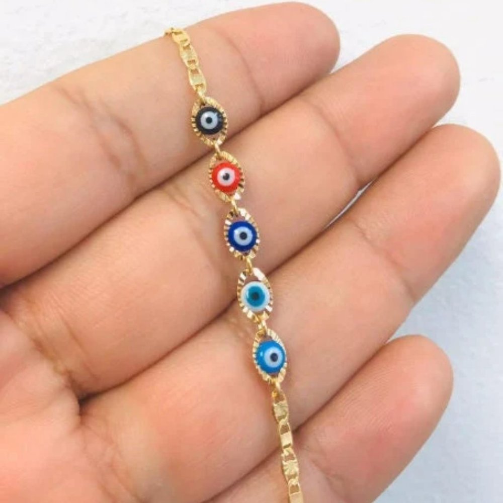 Baby Bracelet Kids Jewelry Evil Eye for Good Luck & Protection Gold Filled Jewel